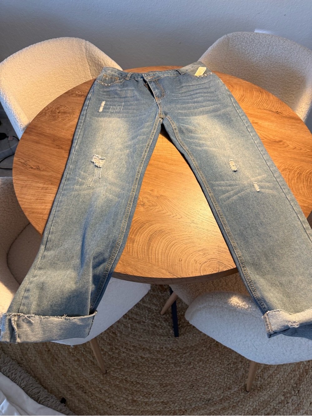 NWT Light Wash Distressed Boyfriend Jeans